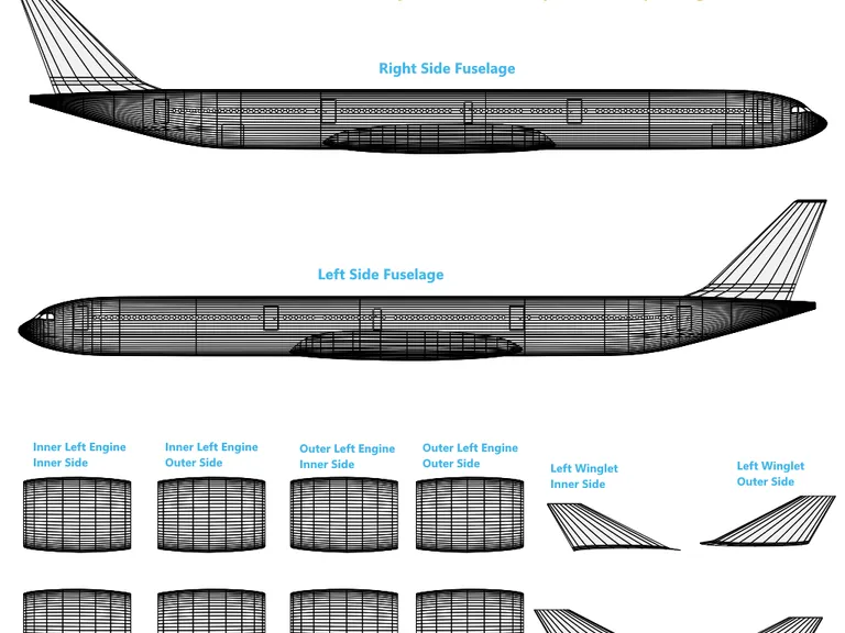A340-600 aircraft livery template preview