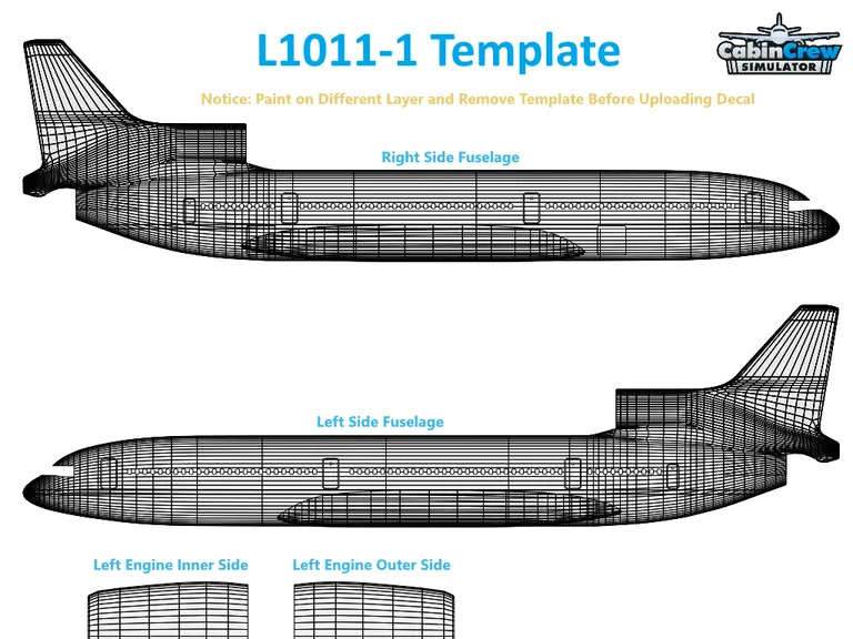 L1011-1 aircraft livery template preview