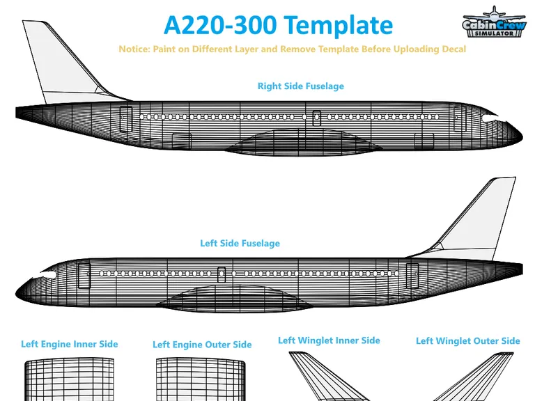 A220-300 aircraft livery template preview