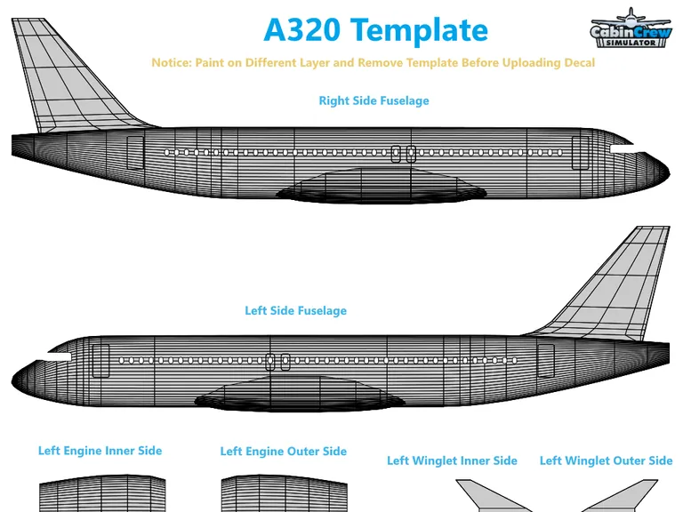 A320 aircraft livery template preview