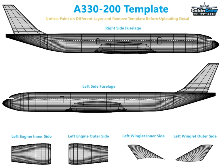 A330 aircraft livery template preview