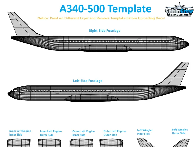 A340 aircraft livery template preview