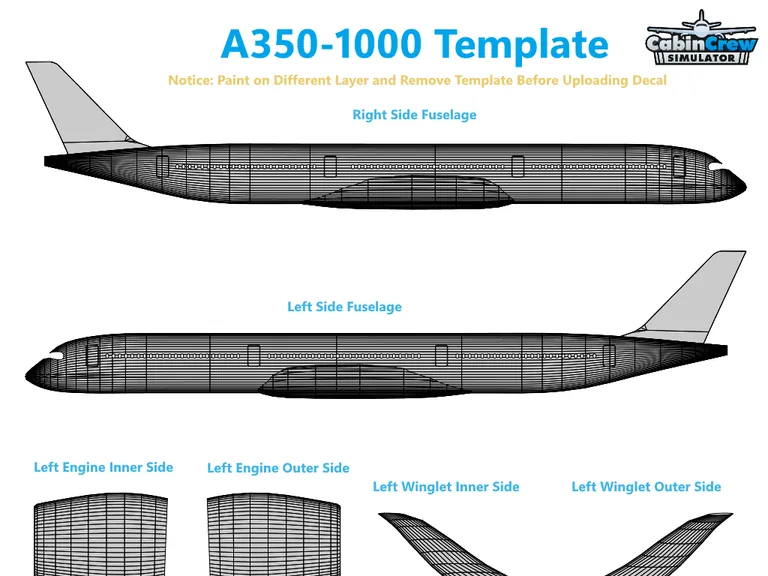 A350 aircraft livery template preview