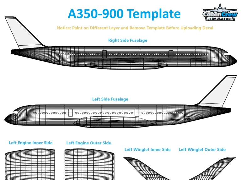 A350-900 aircraft livery template preview