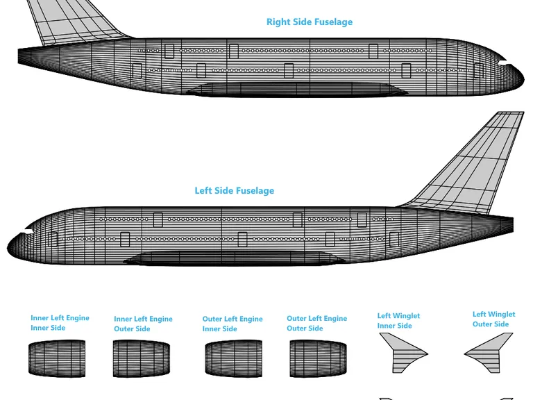 A380 aircraft livery template preview