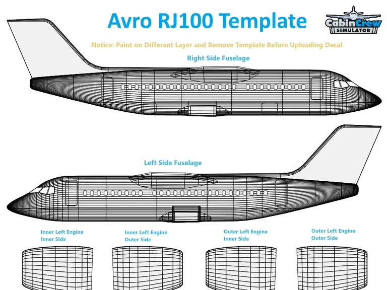 AVRO-RJ100 aircraft livery template preview