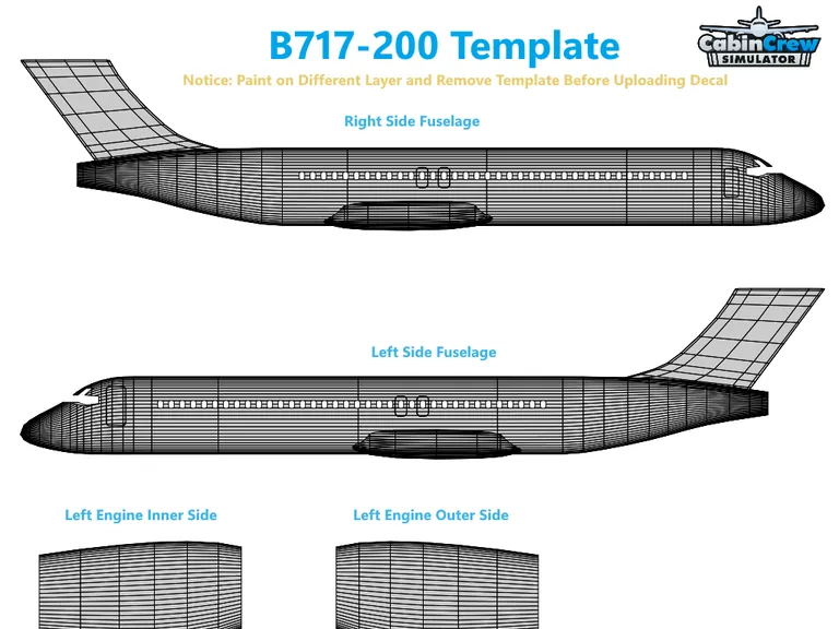 B717 aircraft livery template preview