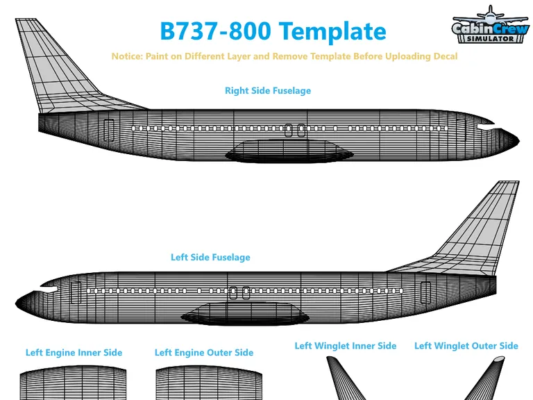 B737 aircraft livery template preview