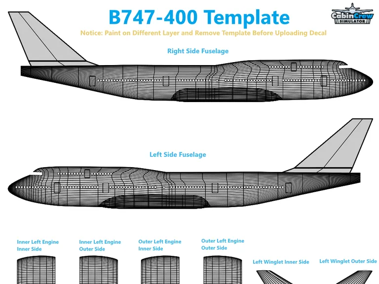 B747 aircraft livery template preview