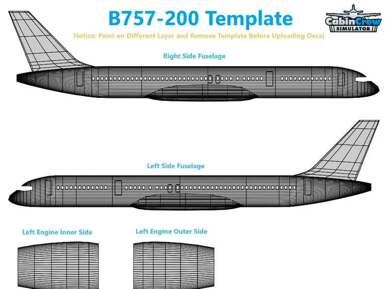 B757 aircraft livery template preview