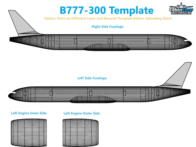 B777 aircraft livery template preview
