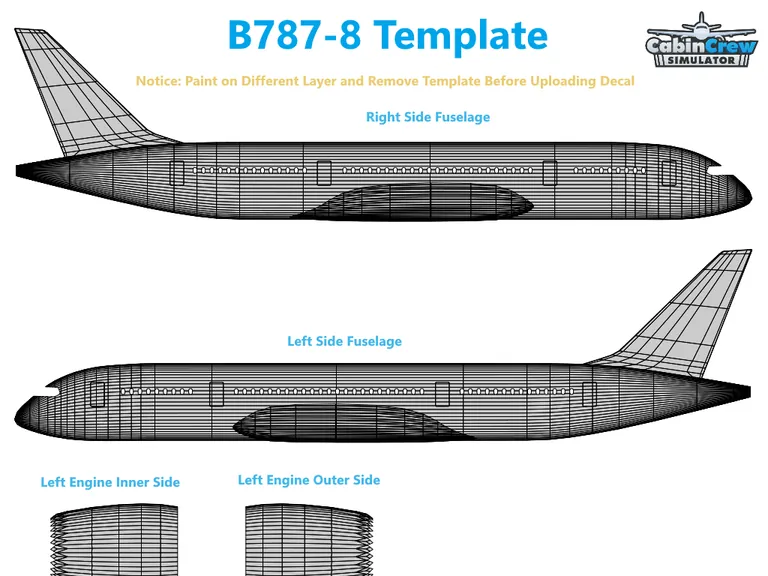 B787 aircraft livery template preview