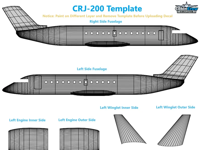 CRJ-200 aircraft livery template preview
