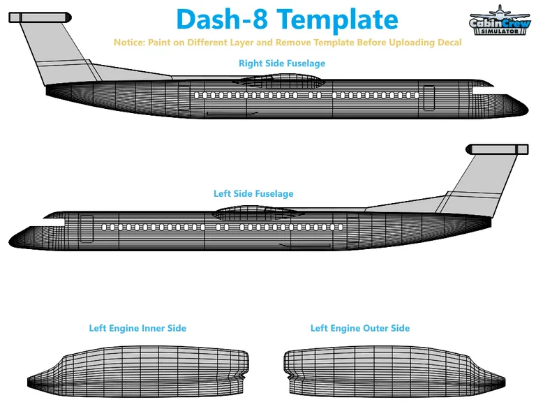 DASH8 aircraft livery template preview