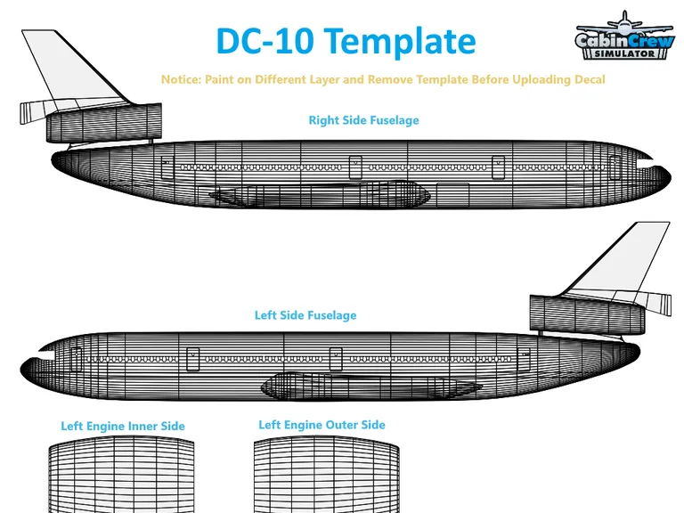 DC-10 aircraft livery template preview