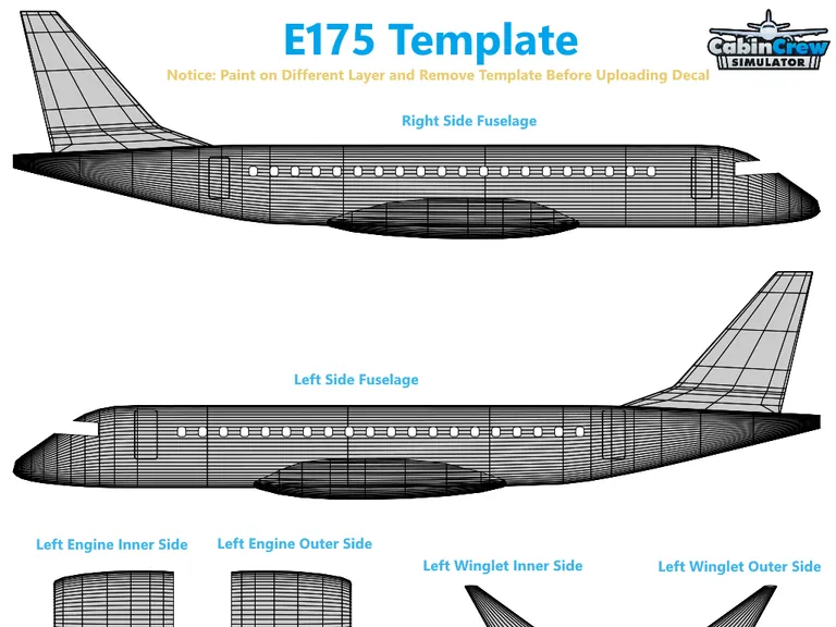 E175 aircraft livery template preview