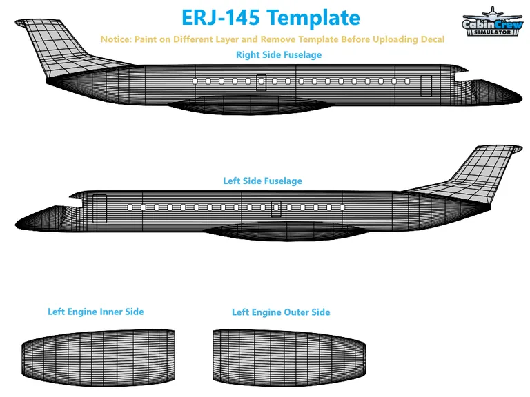 ERJ-145 aircraft livery template preview